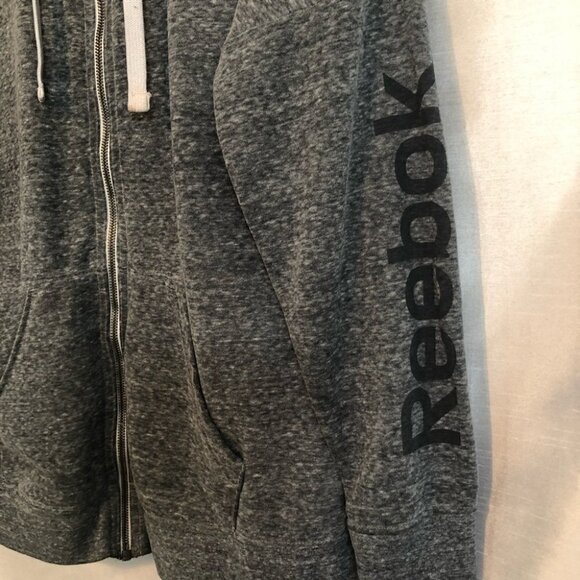 Reebok Ladies Med Full Zip  Hoodie in Heathered Grey with Logo down the arm - Picture 5 of 11